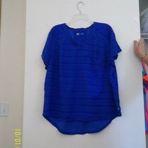 Xersion Woman's Active Wear Blue 3X Slim Fit V-neck Top